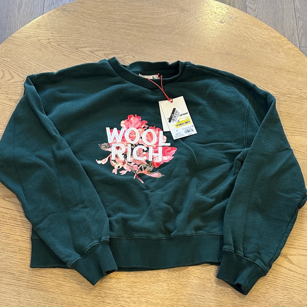 Woolrich Dark Green Floral crew neck Sweatshirt NWT SMALL